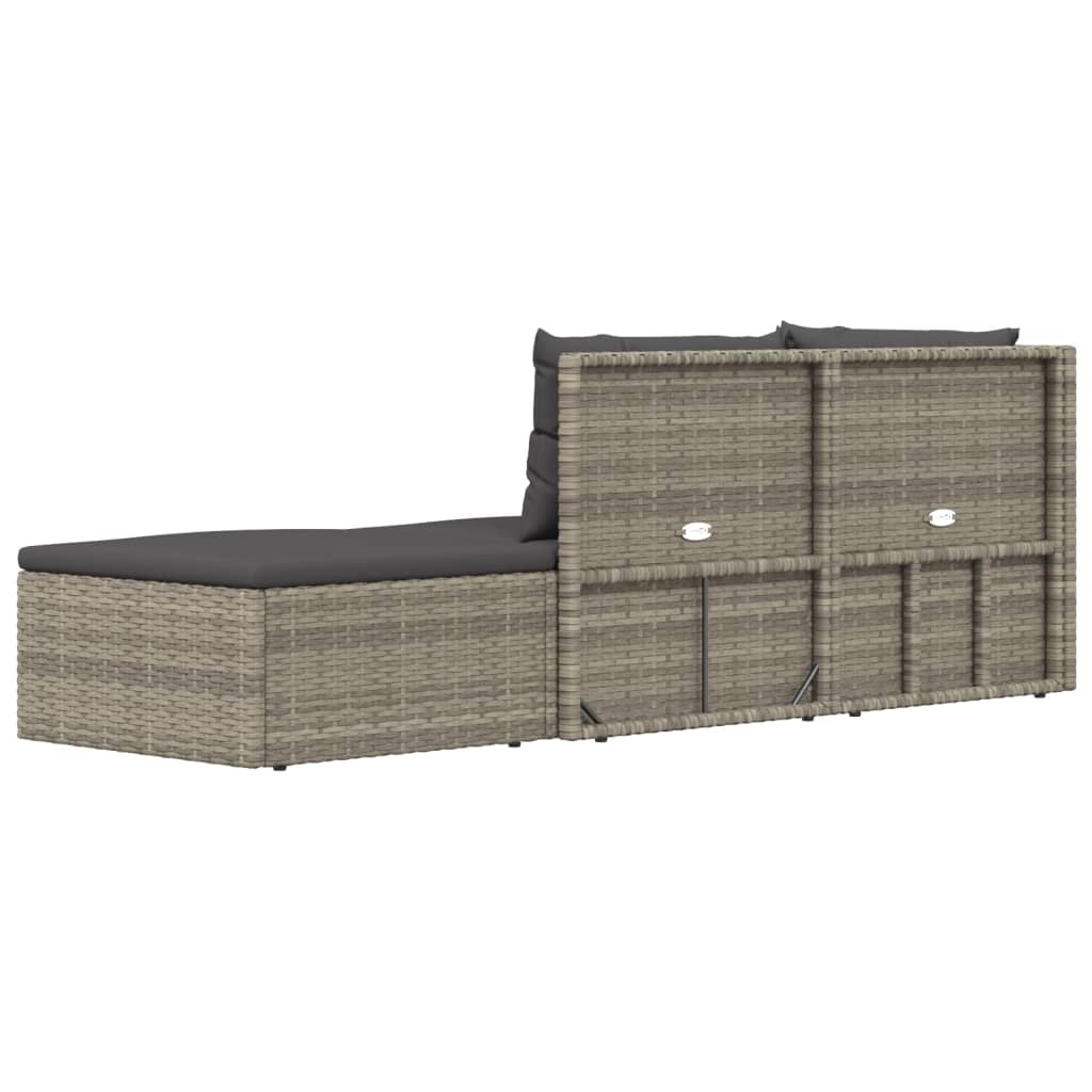 3 Piece Patio Lounge Set with Cushions Gray Poly Rattan