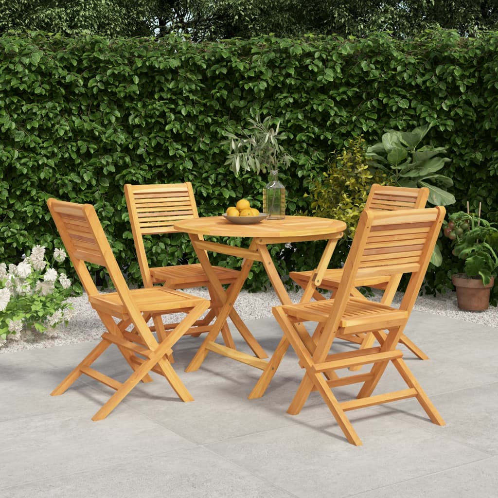 5 Piece Patio Dining Set Solid Wood Teak