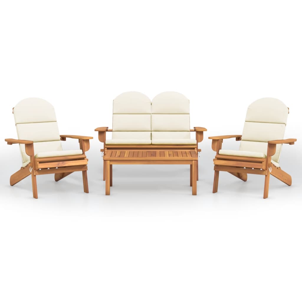 4 Piece Adirondack Patio Lounge Set Solid Wood Acacia