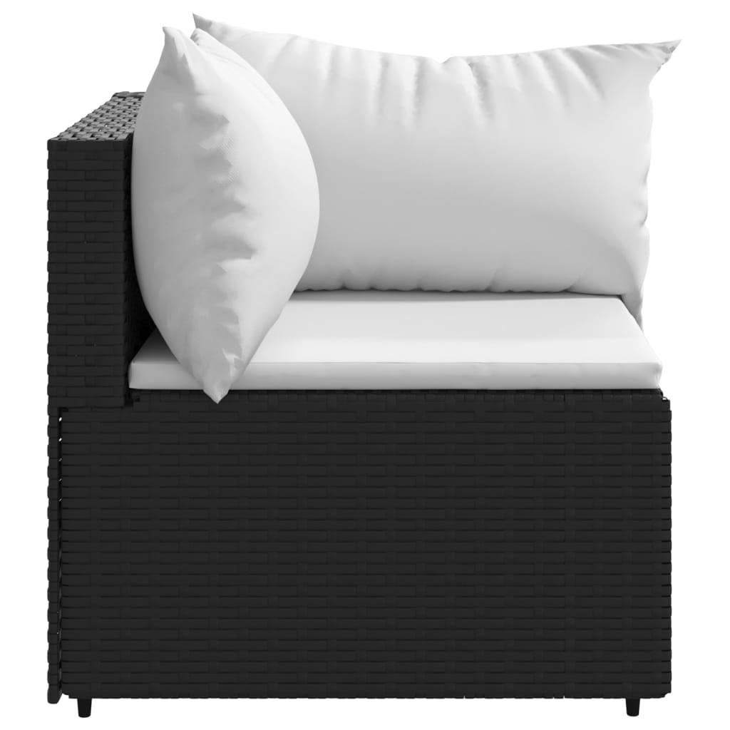 Patio Corner Sofas with Cushions 2 pcs Black Poly Rattan