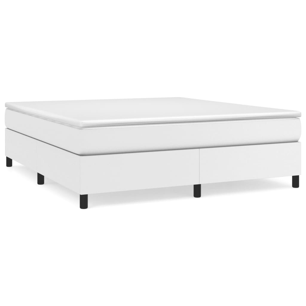 Bed Frame without Mattress White King Faux Leather (US Only)