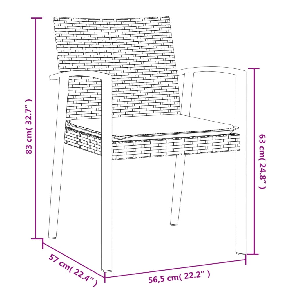 5 Piece Patio Dining Set with Cushions Poly Rattan and Steel