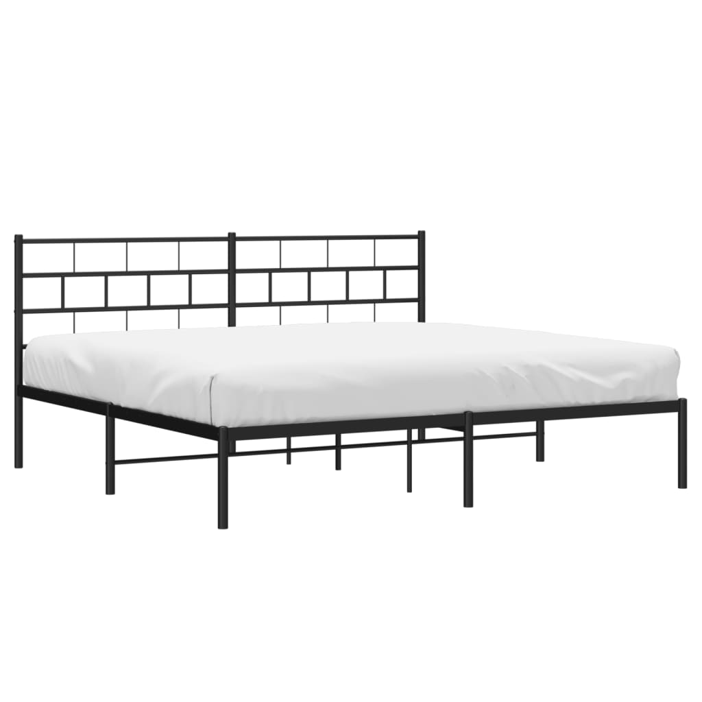 Metal Bed Frame without Mattress with Headboard Black 76"x79.9"