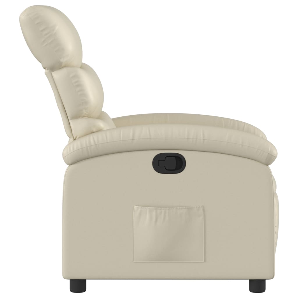 Recliner Chair Cream Faux Leather