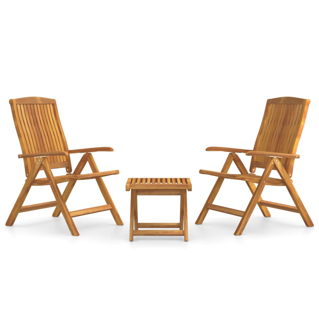 3 Piece Patio Lounge Set Solid Wood Teak