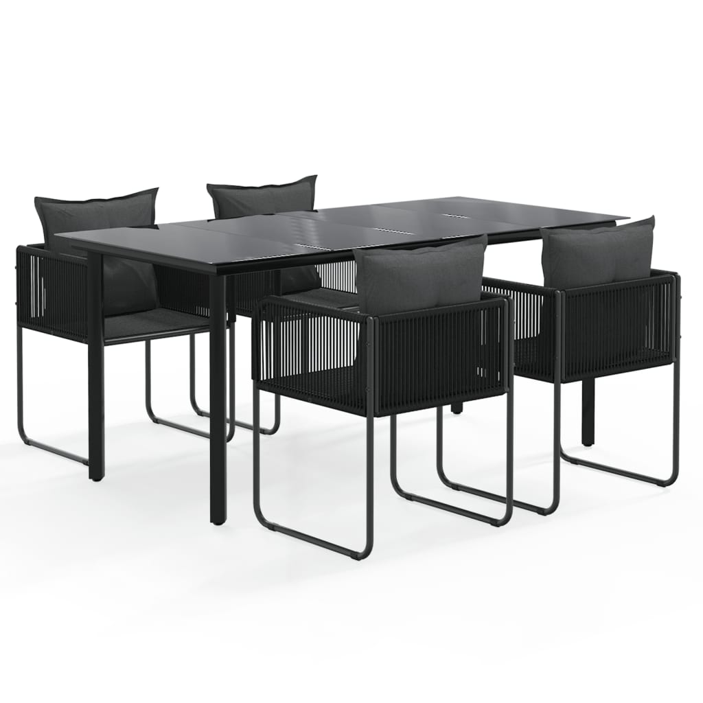 5 Piece Patio Dining Set Black