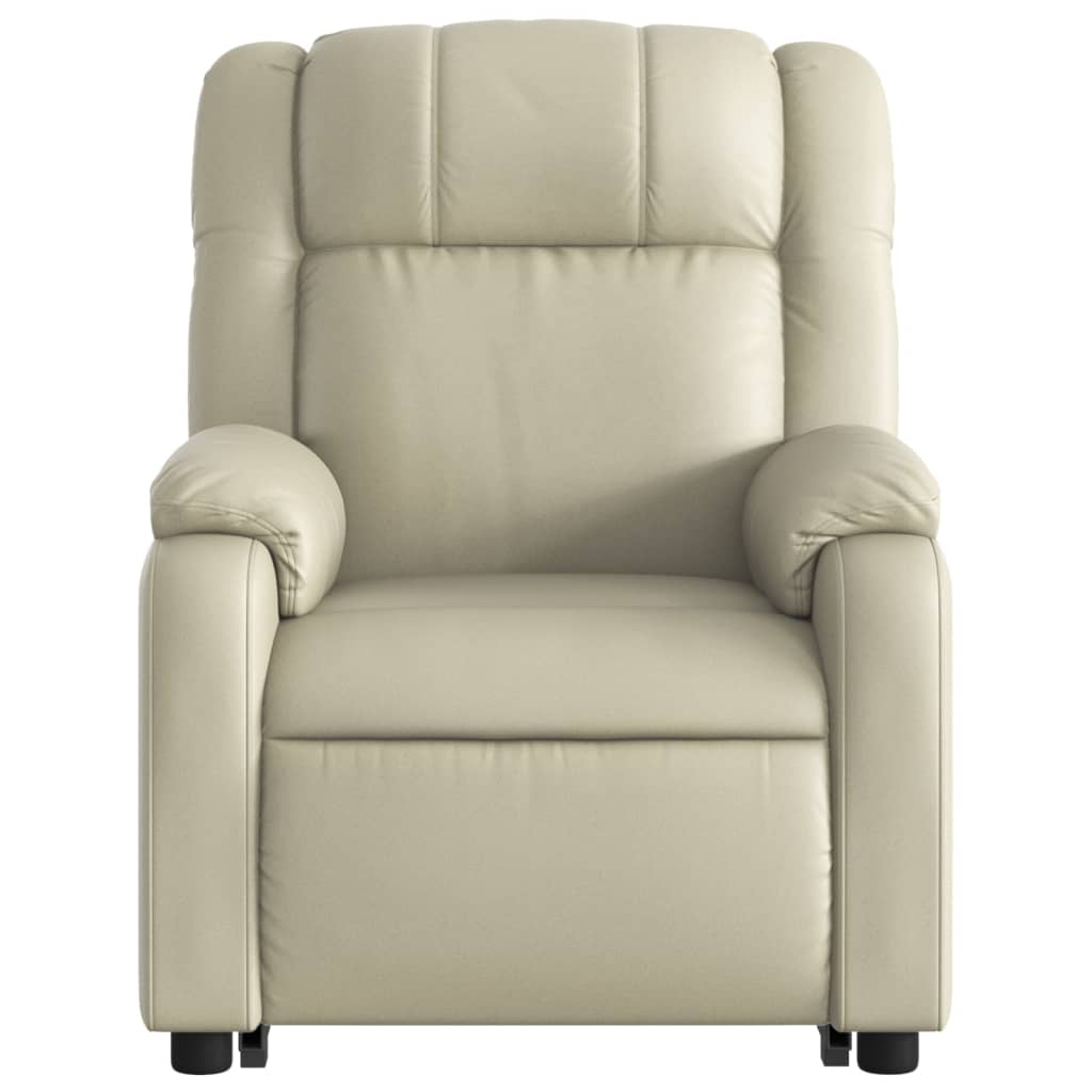 Electric Stand up Massage Recliner Chair Cream Faux Leather