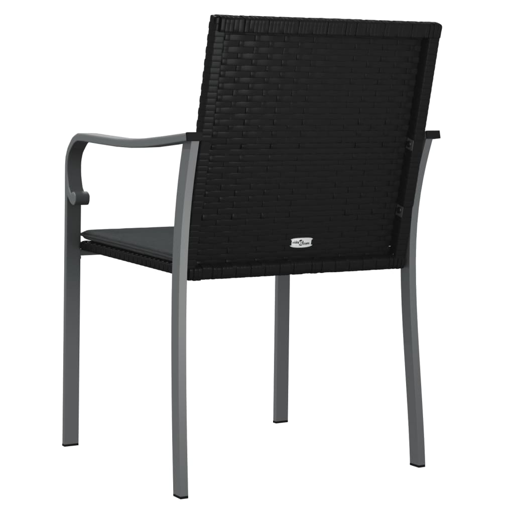 Patio Chairs with Cushions 2 pcs Black 22"x23.2"x33.1" Poly Rattan