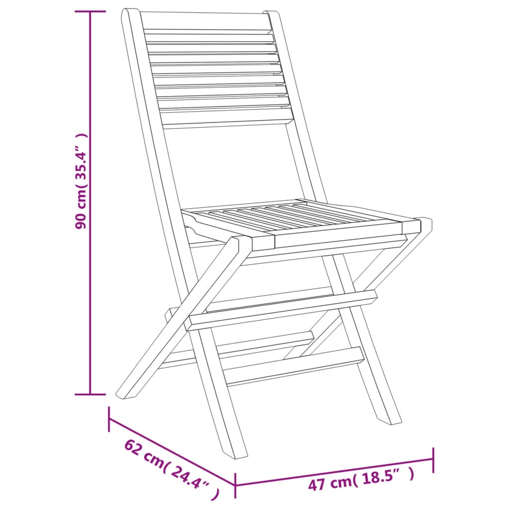 Folding Patio Chairs 2 pcs 18.5"x24.4"x35.4" Solid Wood Teak