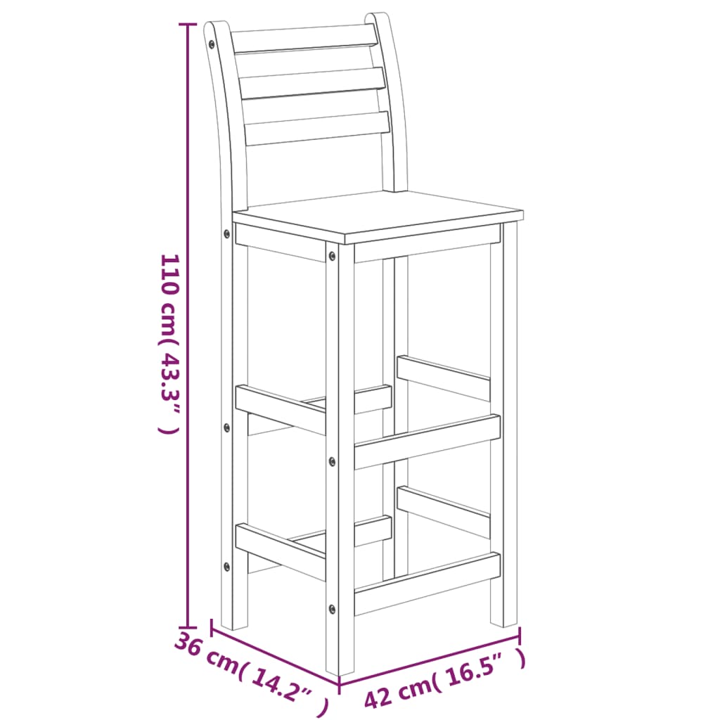 5 Piece Patio Bar Set Solid Wood Acacia