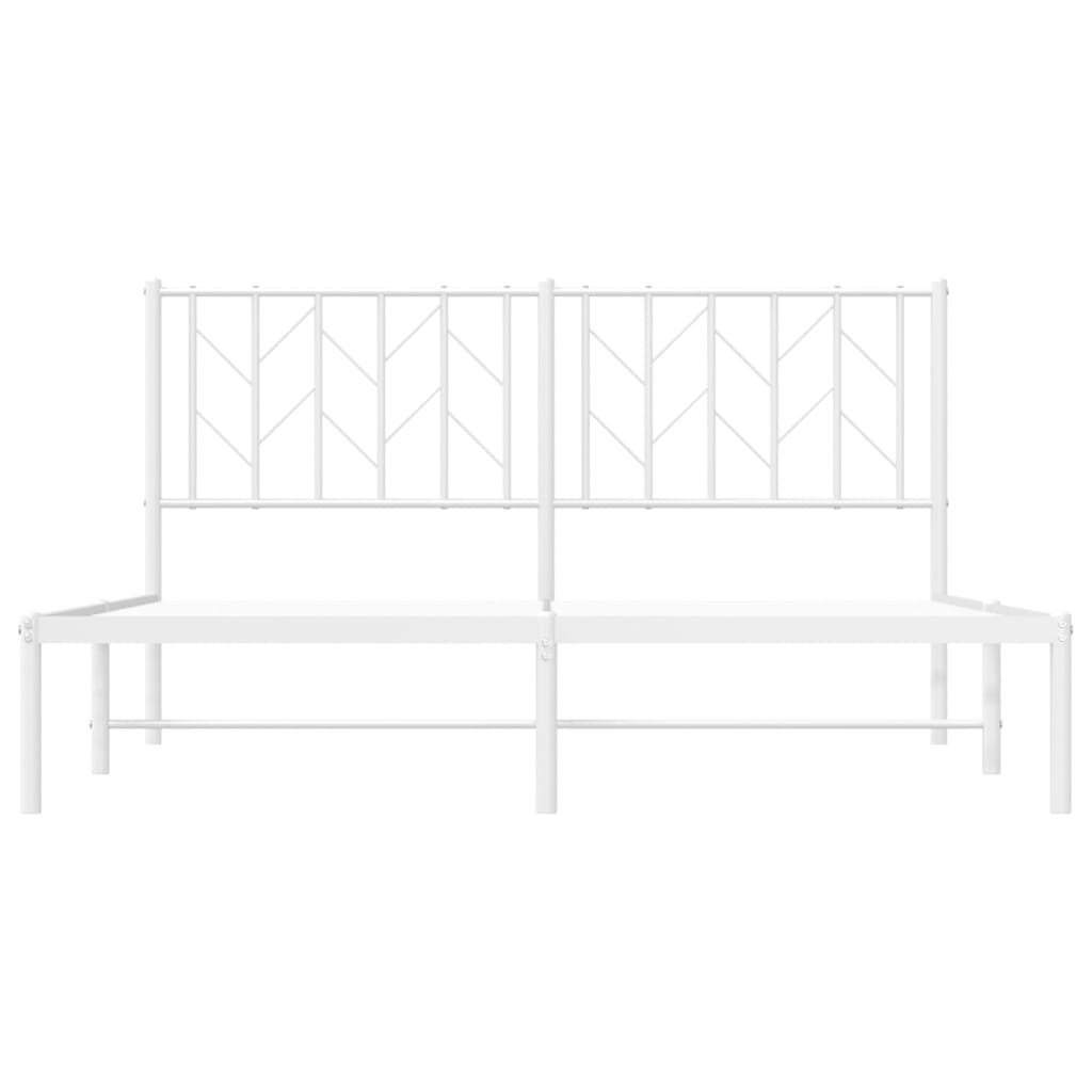 Metal Bed Frame without Mattress with Headboard White 59.1"x78.7"