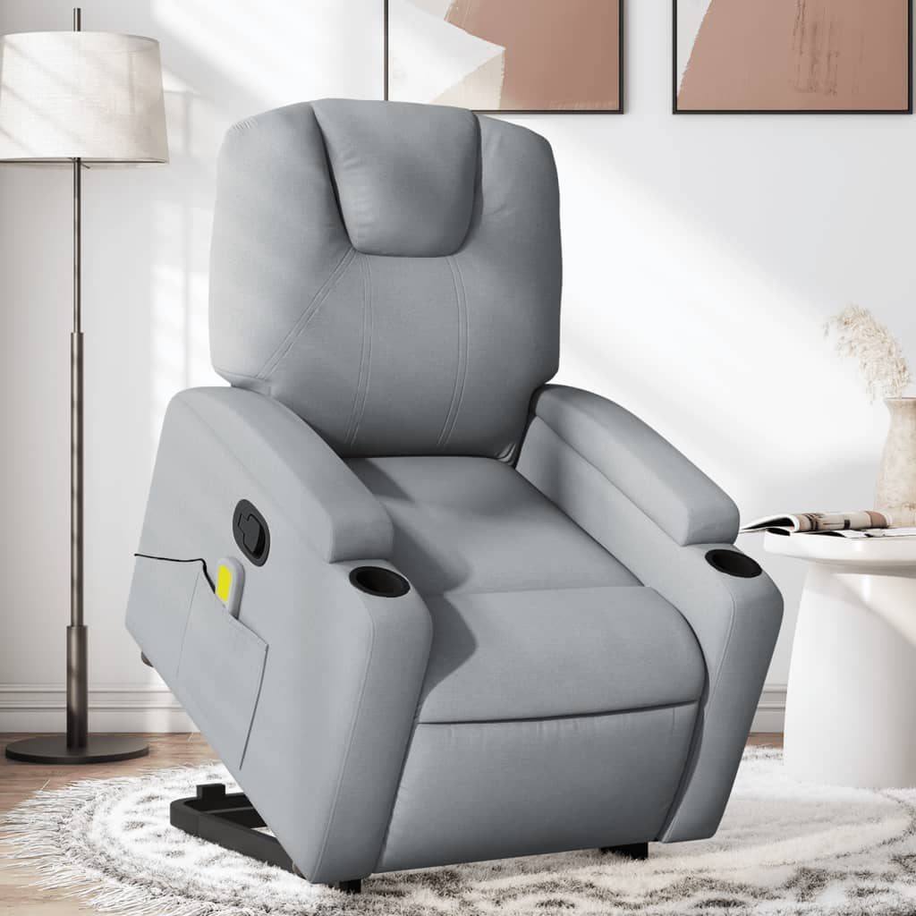 Electric Stand up Massage Recliner Chair Dark Gray Fabric