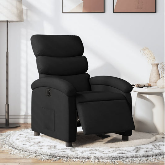 Electric Recliner Chair Black Fabric