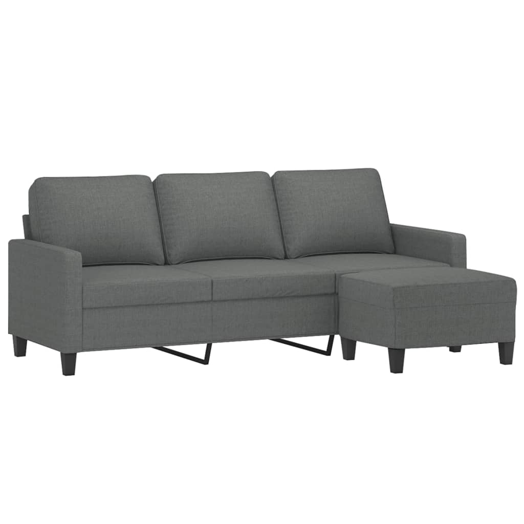 3-Seater Sofa with Footstool Dark Gray 70.9" Fabric