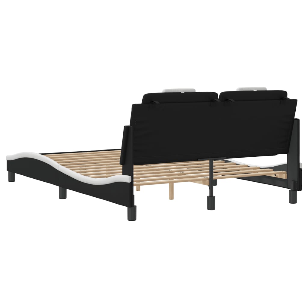 Bed Frame with LED without Mattress Black and White 53.9"x74.8"