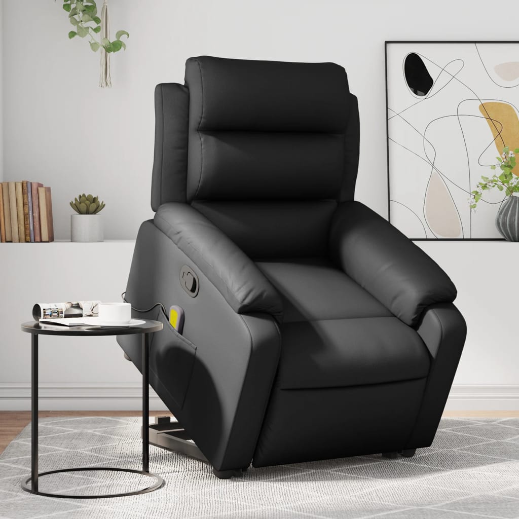 Electric Stand up Massage Recliner Chair Gray Faux Leather