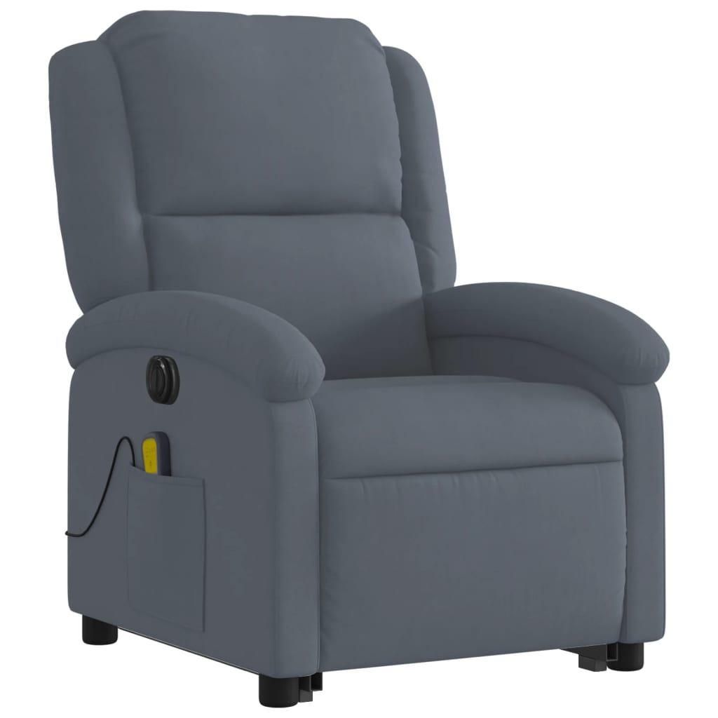 Electric Stand up Massage Recliner Chair Dark Gray Velvet