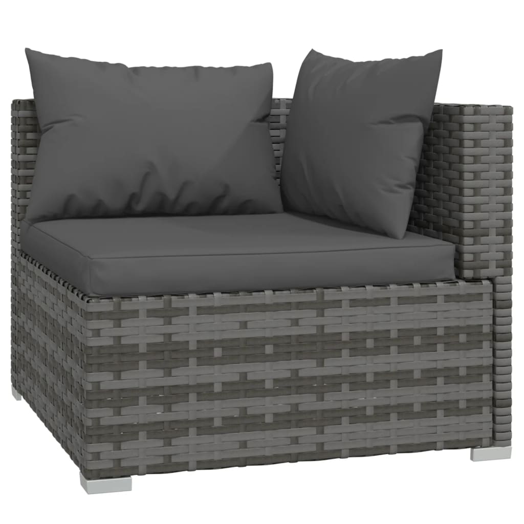 Patio Furniture Set 4 Piece with Cushions Poly Rattan Gray