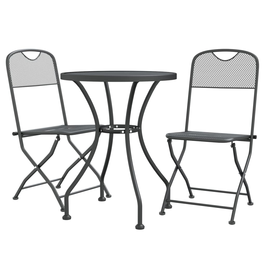 3 Piece Patio Dining Set Expanded Metal Mesh Anthracite