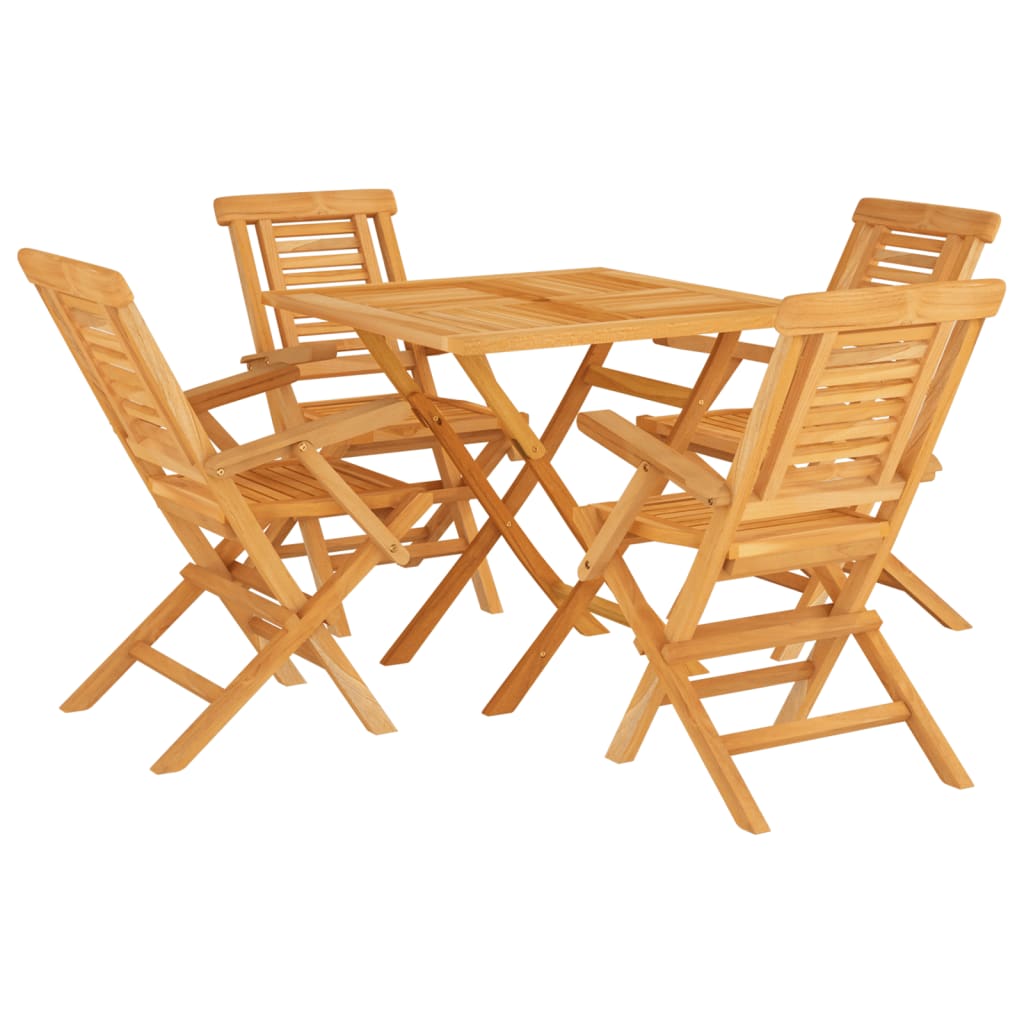 5 Piece Patio Dining Set Solid Wood Teak