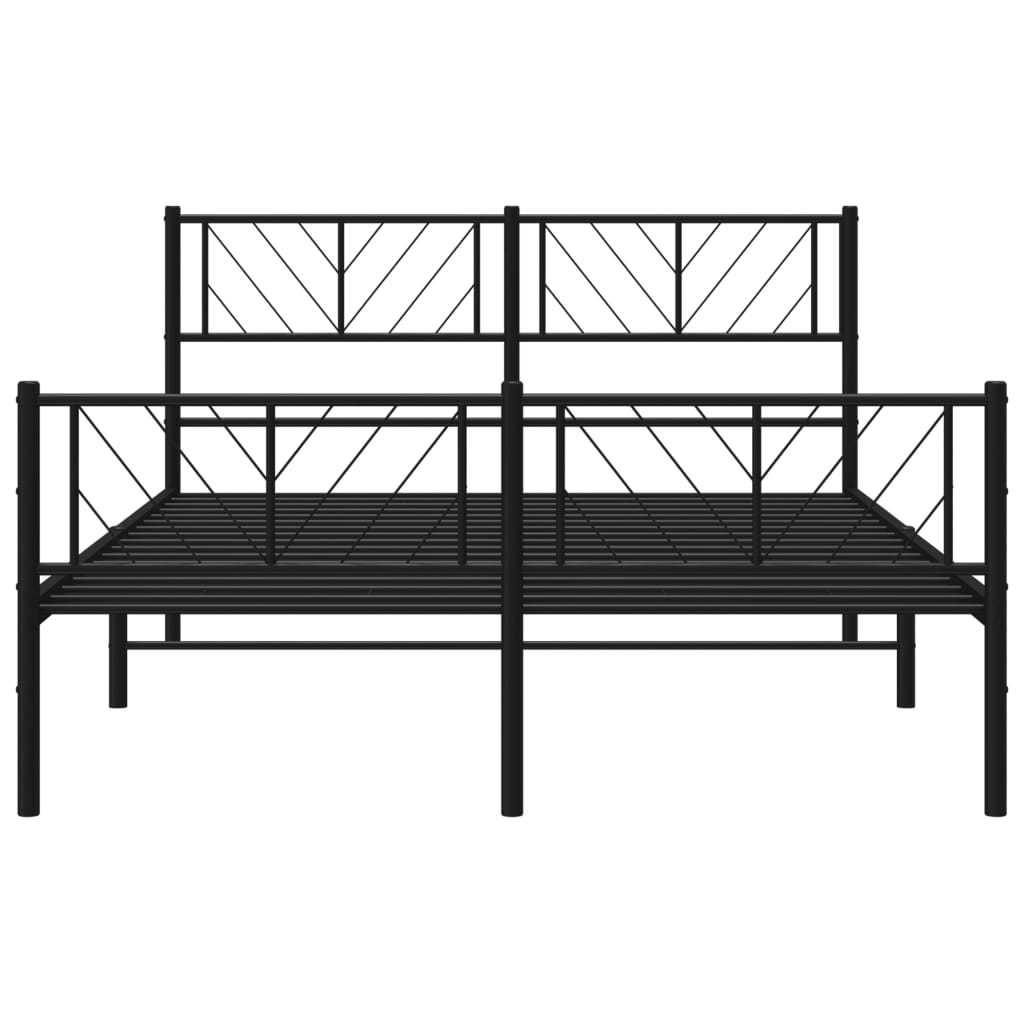 Metal Bed Frame without Mattress with Footboard Black 59.1"x78.7"