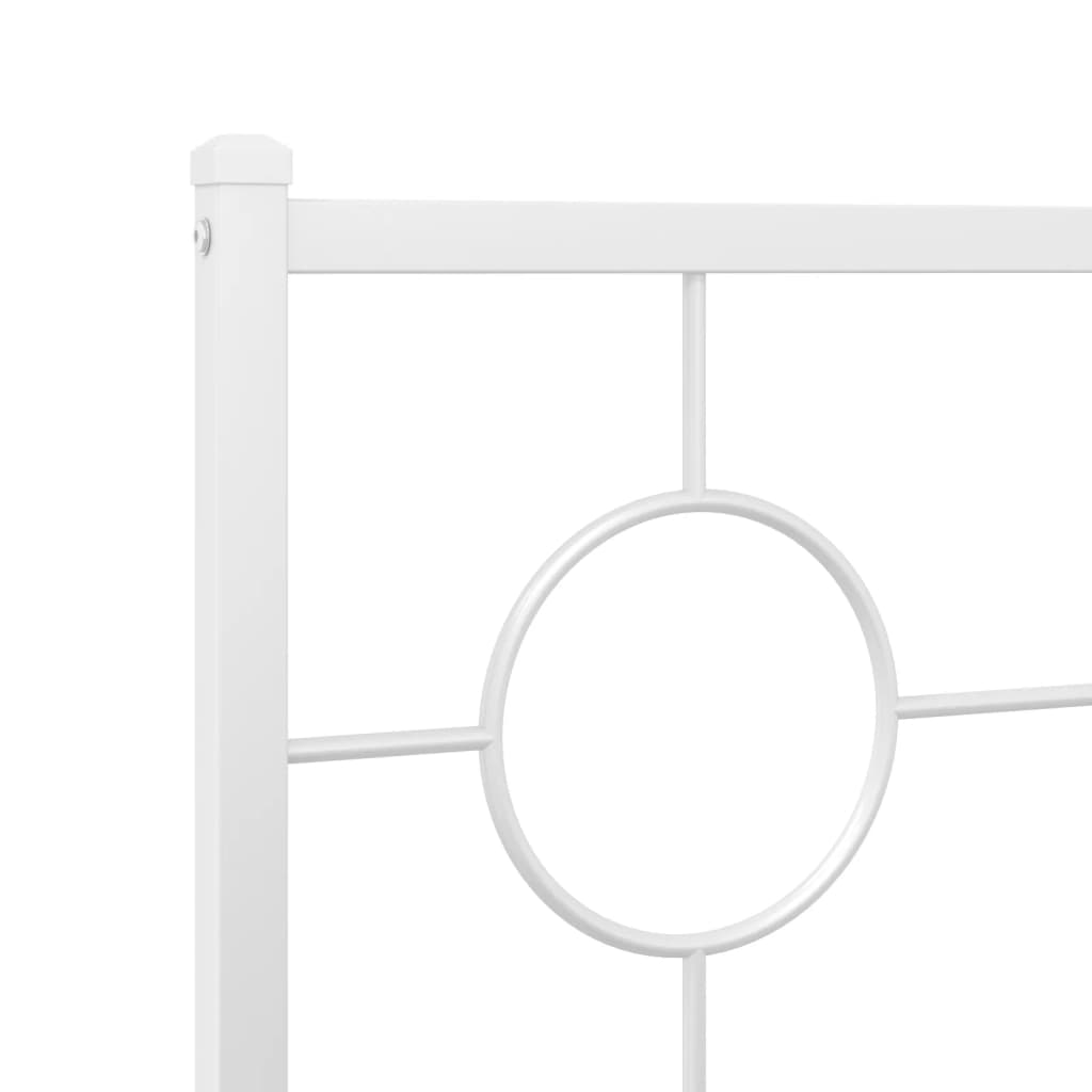 Metal Bed Frame without Mattress with Footboard White 59.1"x78.7"