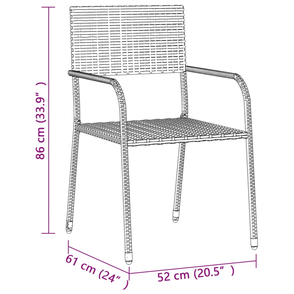 3 Piece Patio Dining Set Poly Rattan Gray