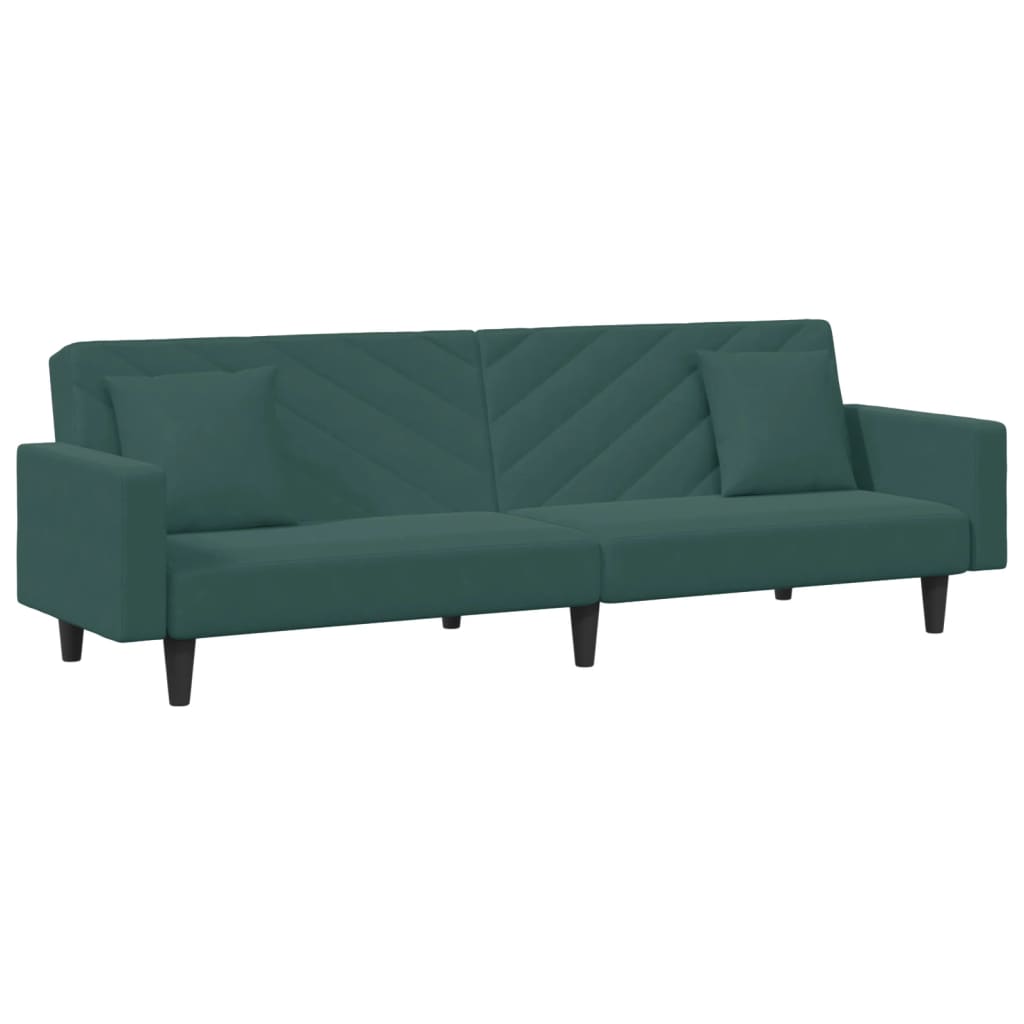 2 Piece Sofa Set with Pillows Dark Green Velvet