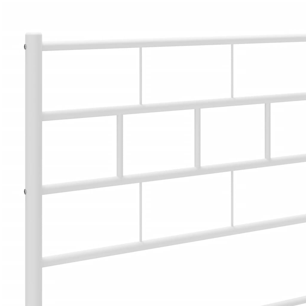 Metal Bed Frame without Mattress with Footboard White 53.1"x74.8"