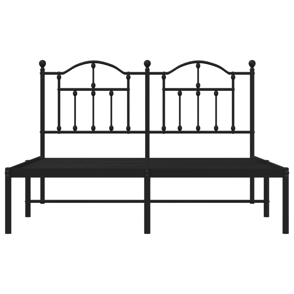 Metal Bed Frame without Mattress with Headboard Black 59.1"x78.7"