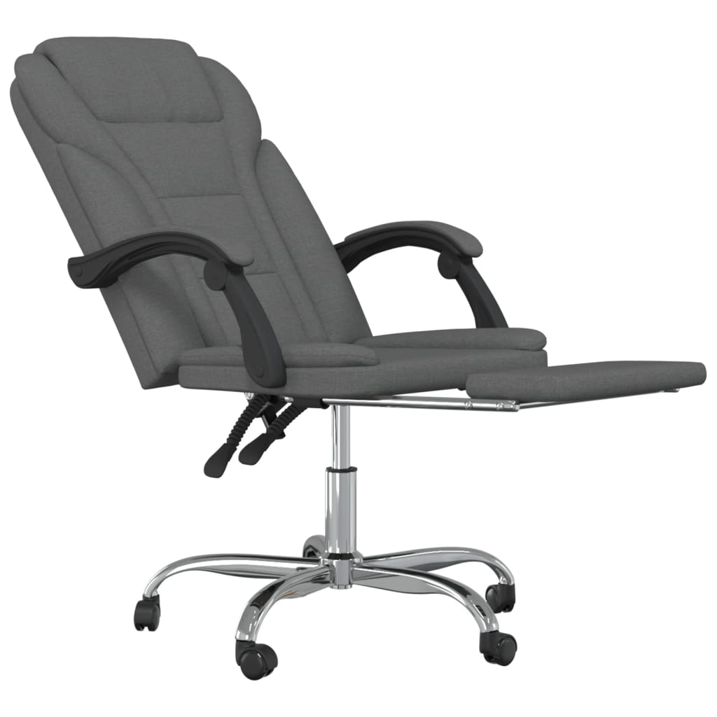 Reclining Office Chair Dark Gray Fabric