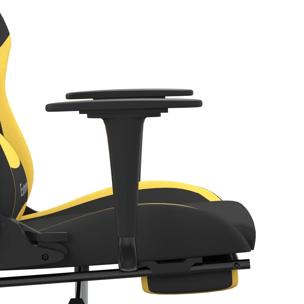 Gaming Chair with Footrest Black and Yellow Fabric