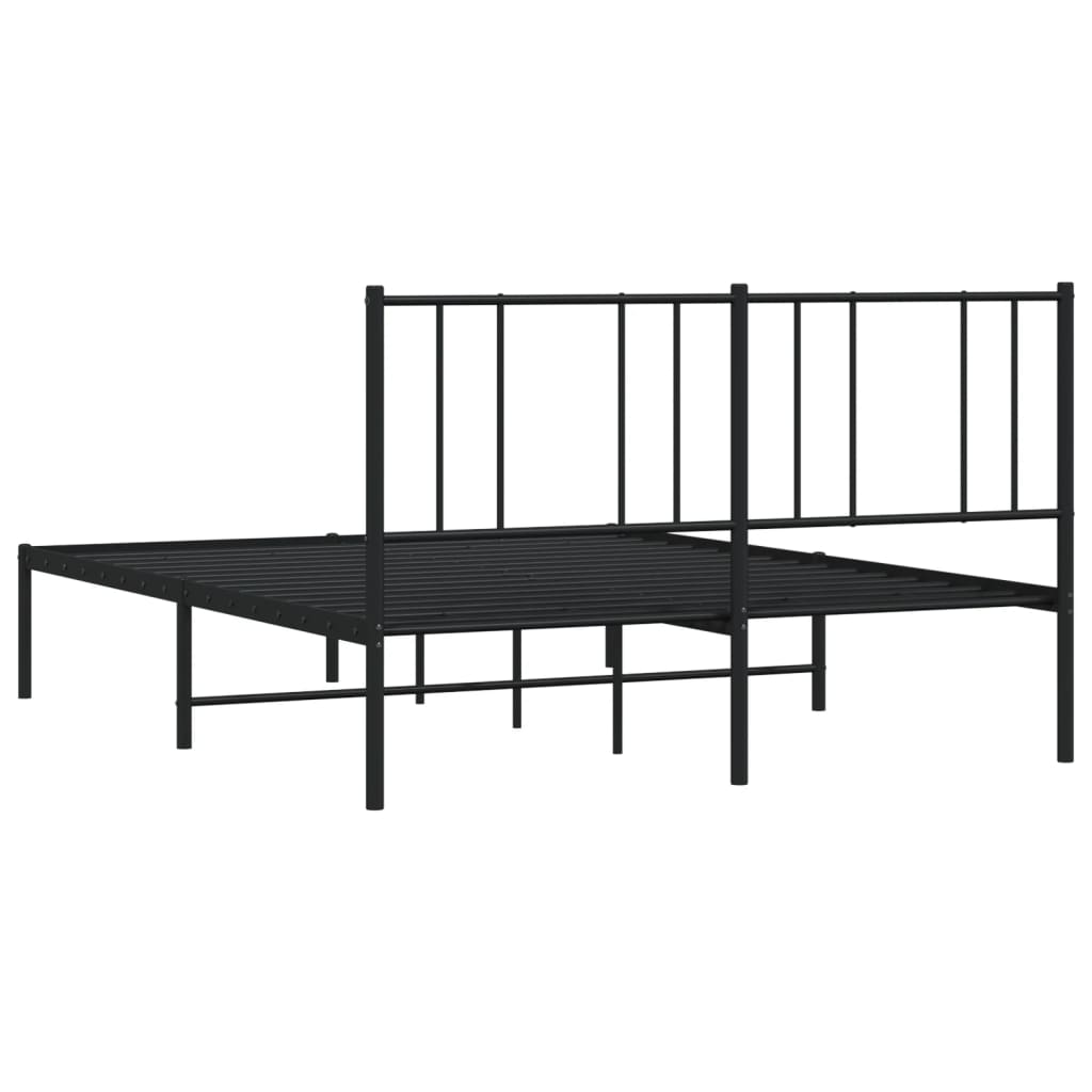 Metal Bed Frame without Mattress with Headboard Black 59.1"x78.7"