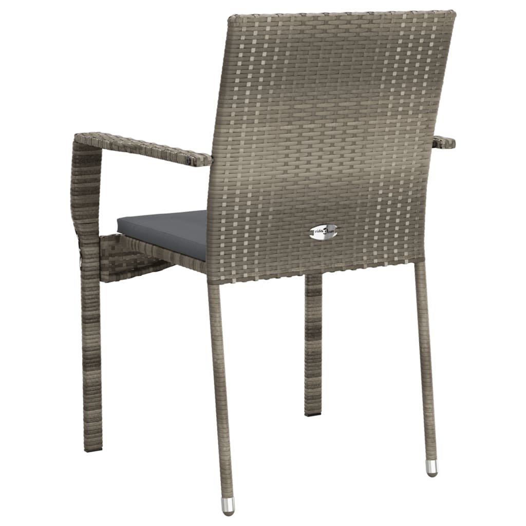 Patio Chairs with Cushions 2 pcs Poly Rattan Gray