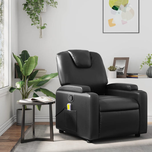 Massage Recliner Chair Black Faux Leather