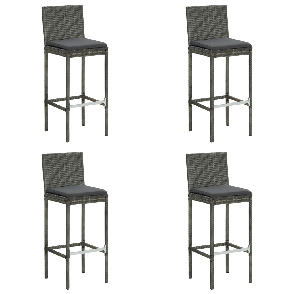 5 Piece Patio Bar Set with Cushions Poly Rattan Gray