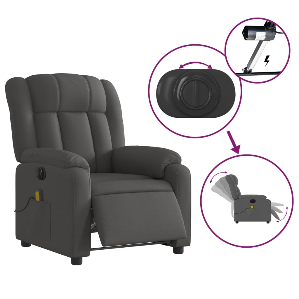 Electric Massage Recliner Chair Dark Gray Fabric