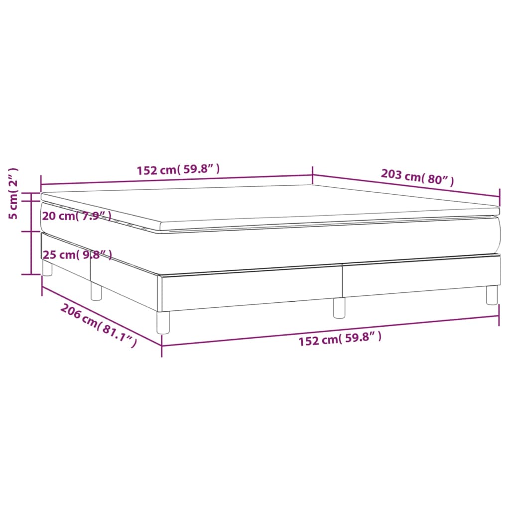 Box Spring Bed with Mattress White 59.8"x79.9" Queen Faux Leather