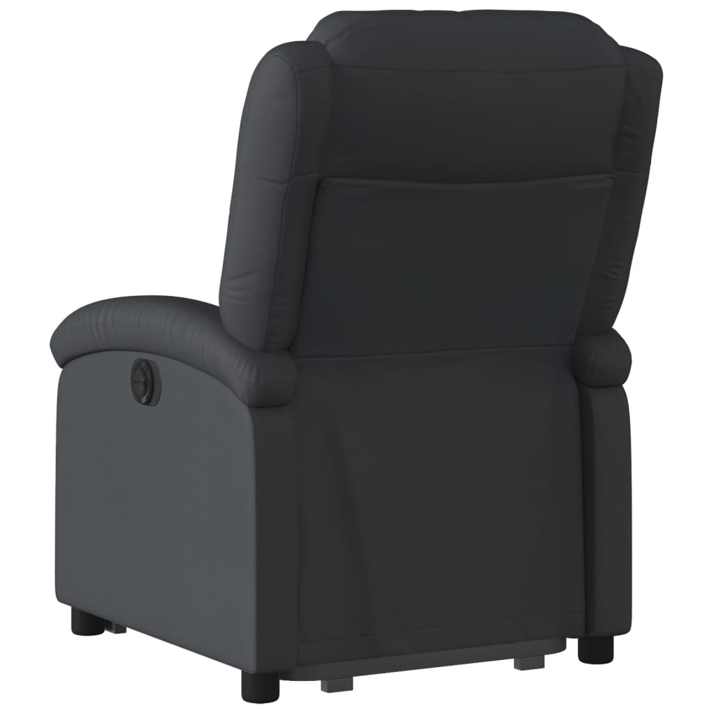 Electric Stand up Recliner Chair Black Real Leather