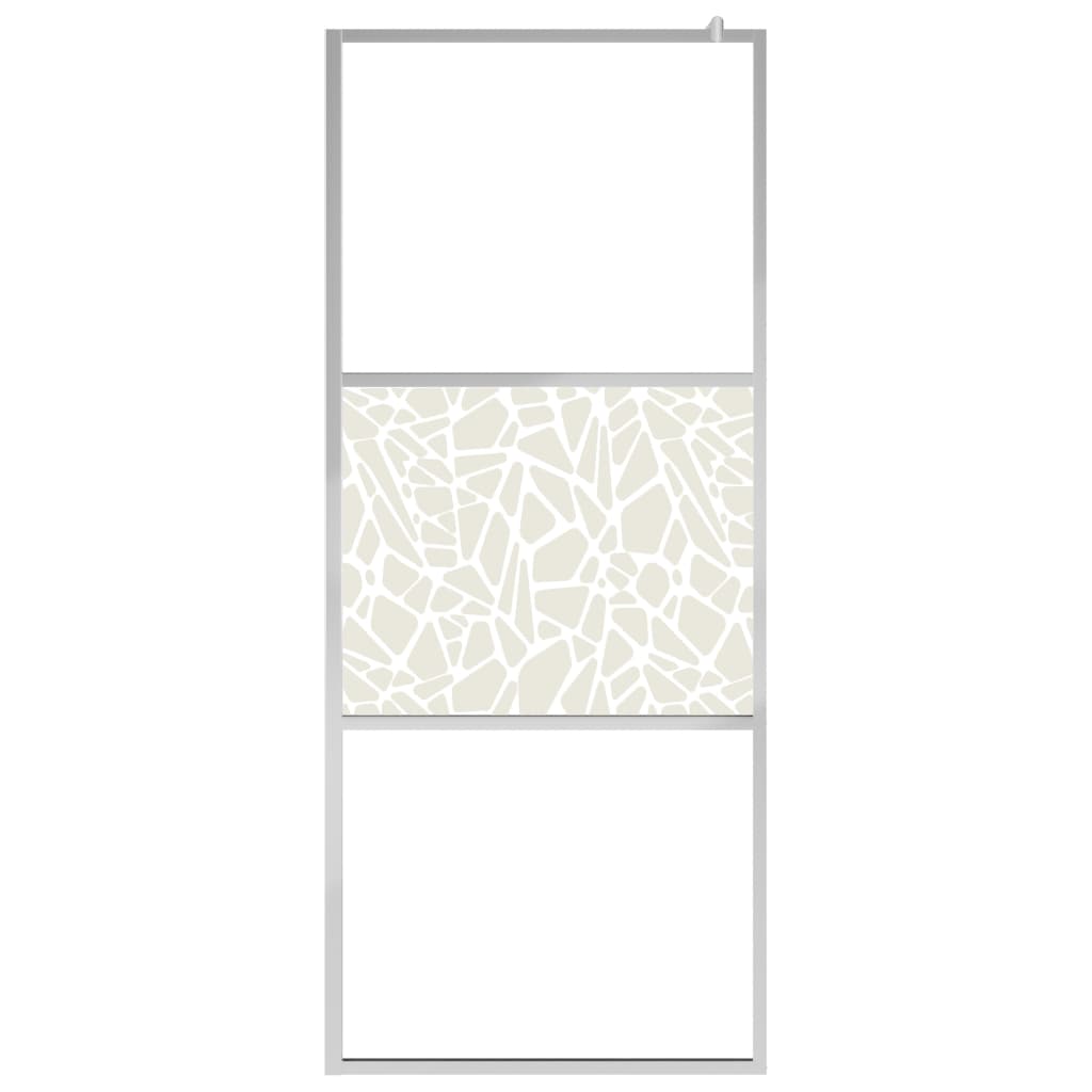 Walk-in Shower Wall ESG Glass with Stone Design 31.5"x76.8"