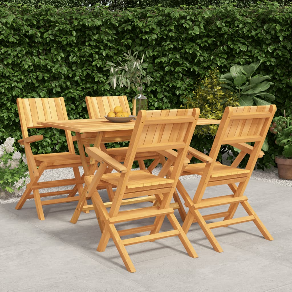 5 Piece Patio Dining Set Solid Wood Teak