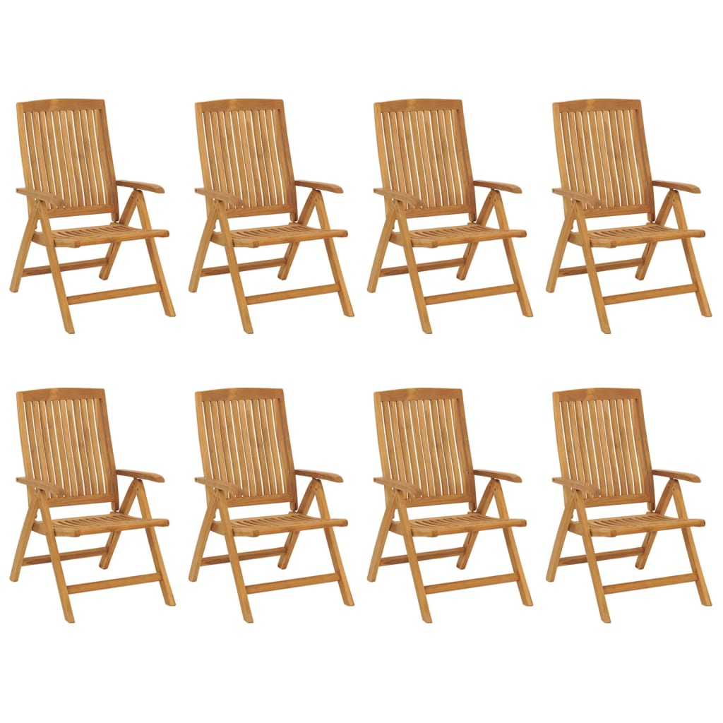 Reclining Patio Chairs with Cushions 8 pcs Solid Wood Teak