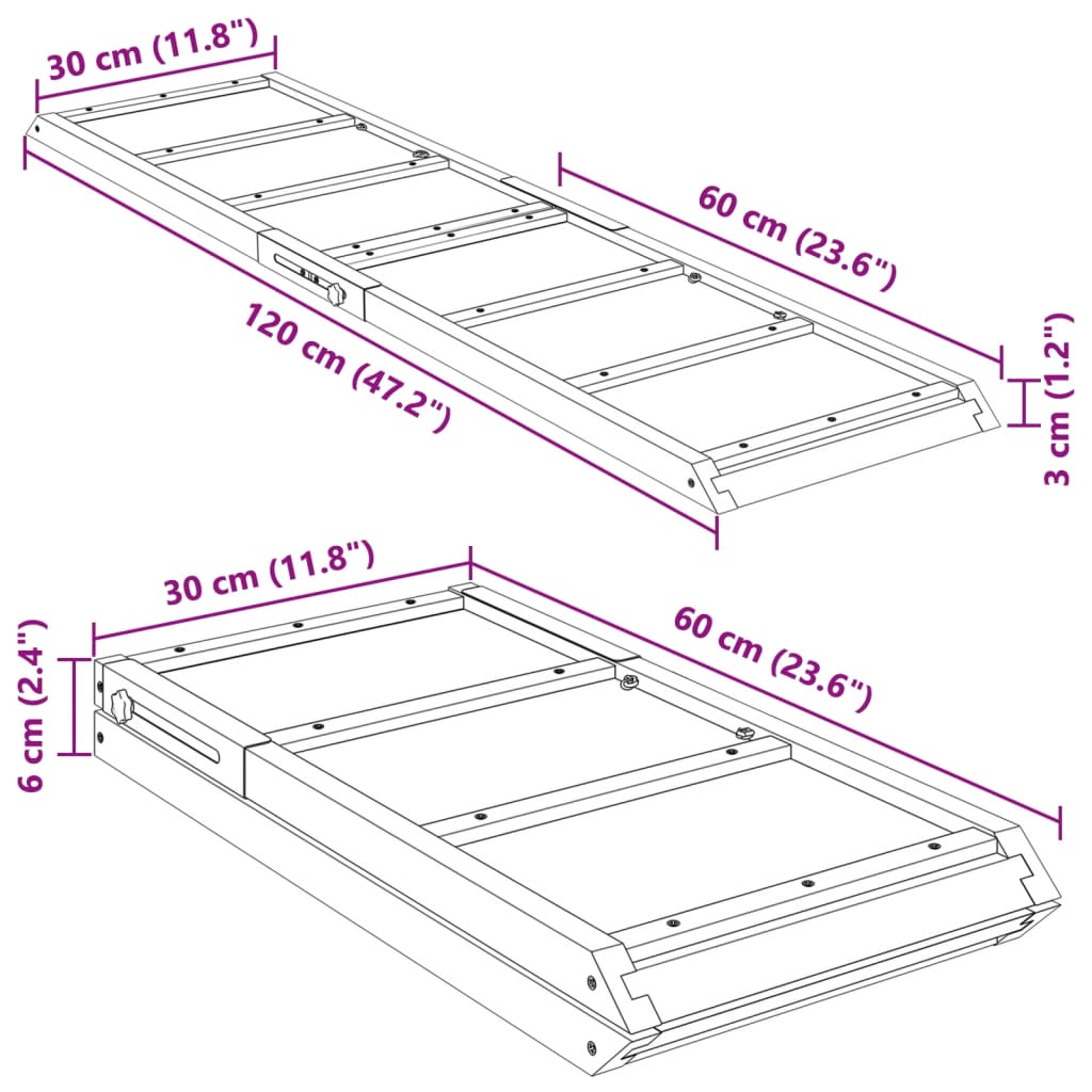 Dog Ramp Gray 47.2"x11.8" Solid Wood Fir