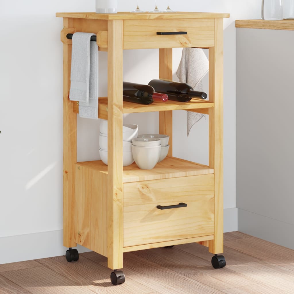 Kitchen Trolley MONZA 18.9"x15.7"x35.4" Solid Wood Pine