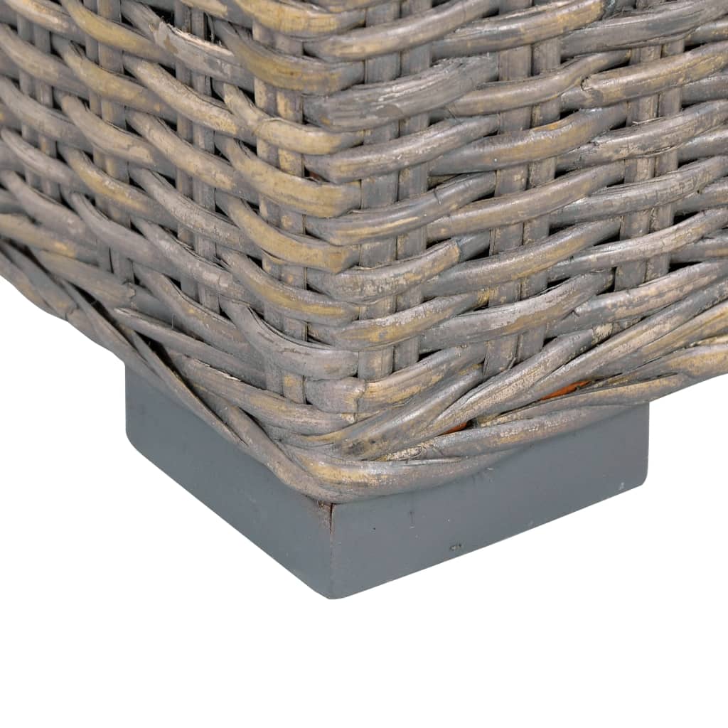 Storage Box 47.2" Gray Kubu Rattan and Solid Mango Wood