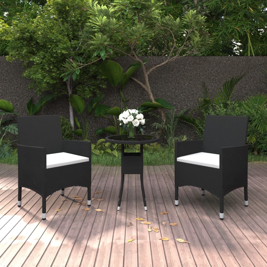 3 Piece Patio Dining Set Poly Rattan Brown