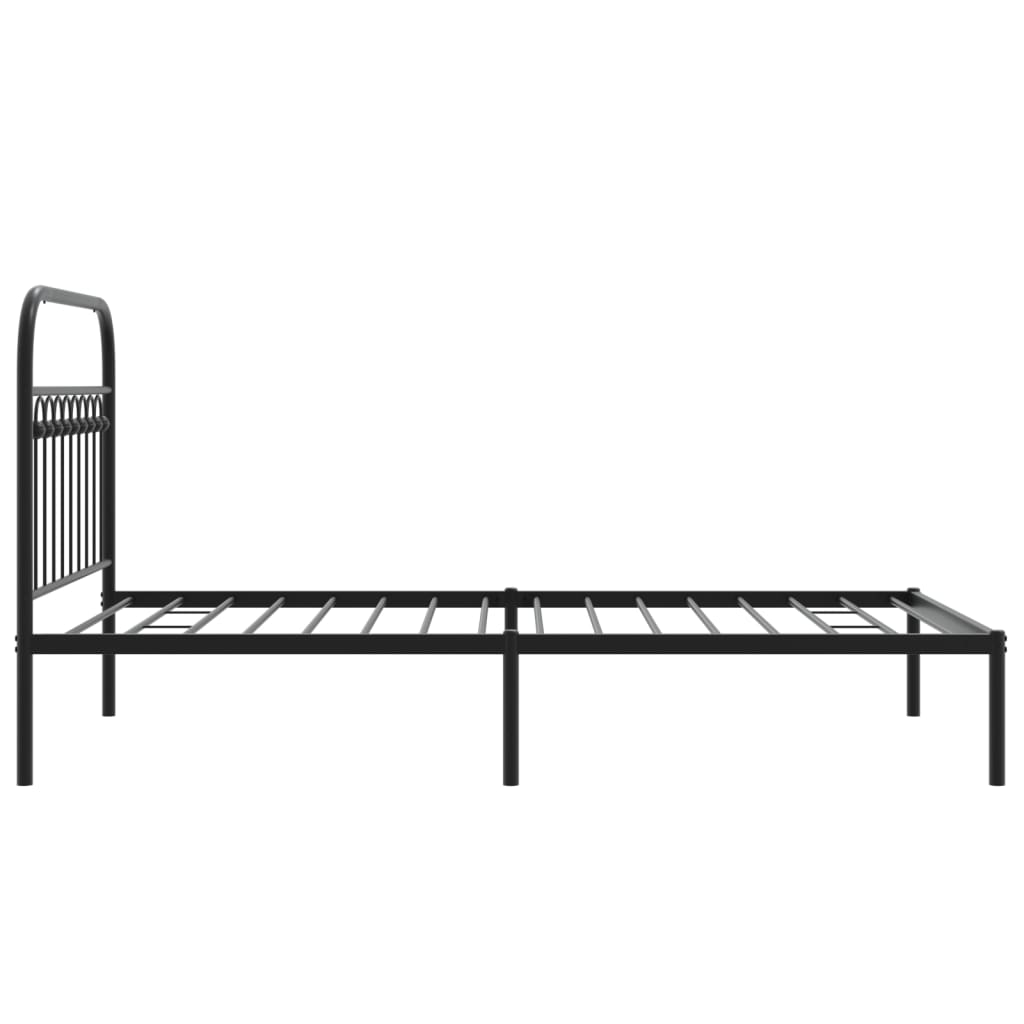 Metal Bed Frame without Mattress with Headboard Black 39.4"x78.7"