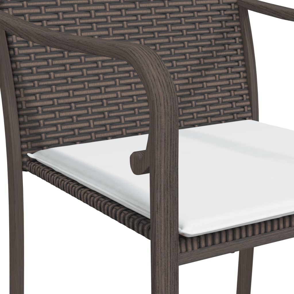 Patio Chairs with Cushions 4 pcs Brown 22"x23.2"x33.1" Poly Rattan