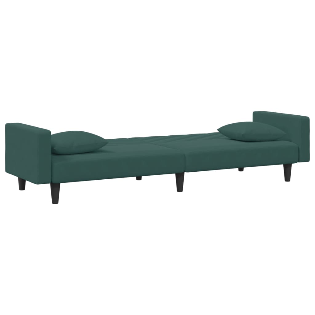 2 Piece Sofa Set with Pillows Dark Green Velvet