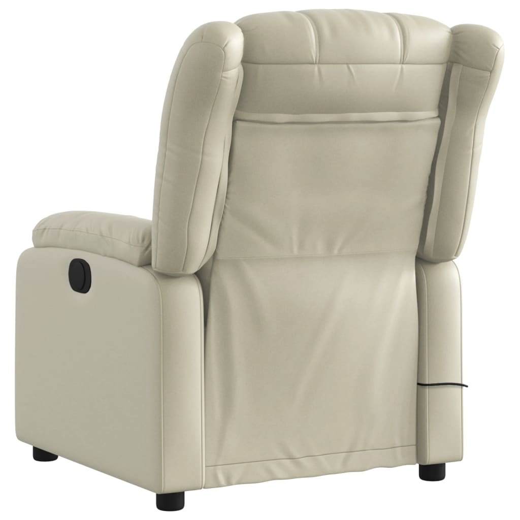 Electric Massage Recliner Chair Cream Faux Leather